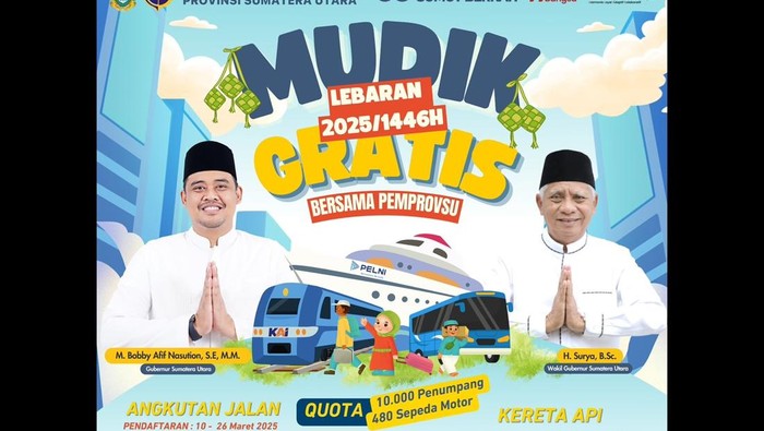 Mudik gratis lebaran tahun 2025 yang digelar Pemprov Sumut. (Foto: Instagram @dishub_sumut)