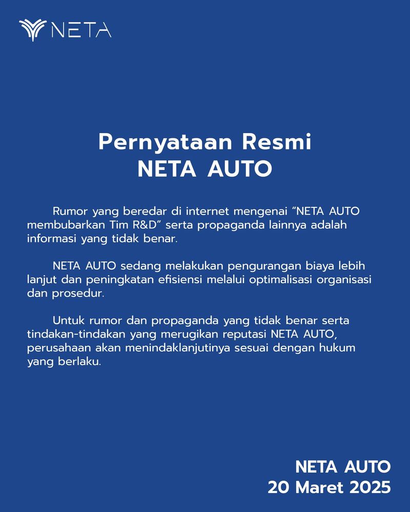 Pernyataan Neta Auto