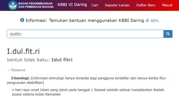 Tangkapan Layar KBBI VI Daring
