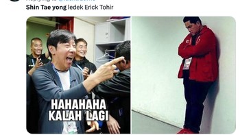 Kekalahan 1-5 Jadi Bahan Meme STY ke Erick Thohir: Hahahaha Kalah Lagi.  Foto: Twitter