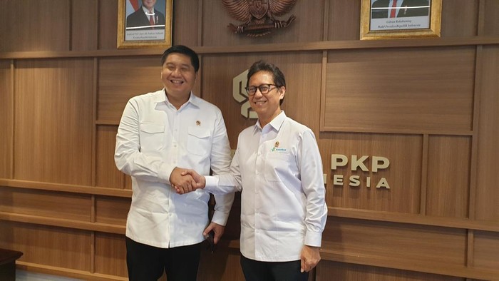 Menteri Perumahan dan Kawasan Permukiman (PKP) Maruarar Sirait (Ara) dan Menteri Kesehatan Budi Gunadi Sadikin