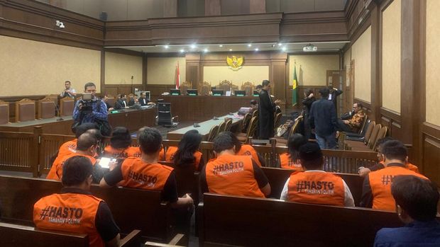 Suasana di ruang sidang Hasto Kristiyanto (Mulia/detikcom)