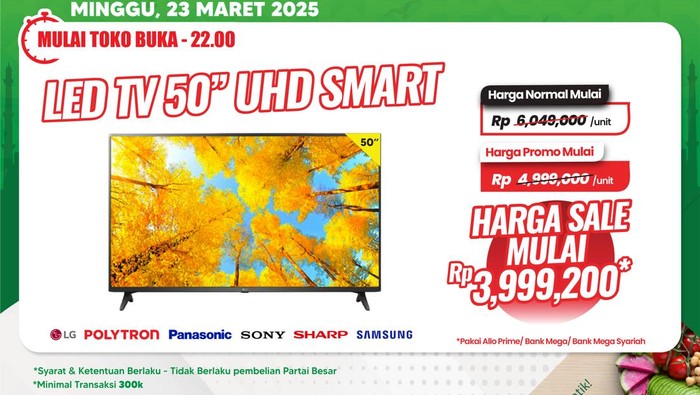 Cuma di Transmart Full Day Sale, TV LED Diskon hingga Rp 3 Jutaan