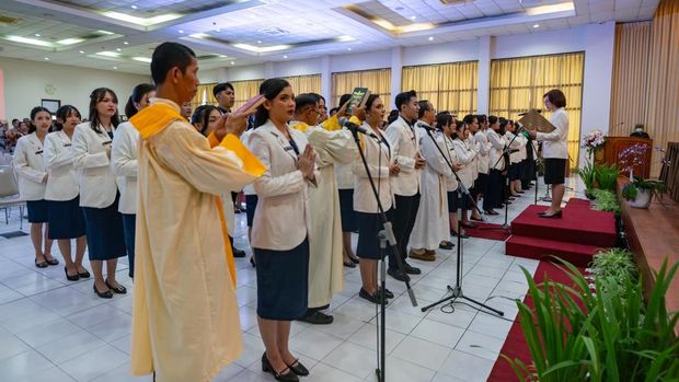 Pengambilan Sumpah/Janji Apoteker Universitas Sanata Dharma di Kampus III USD, Sleman, Sabtu (22/3/2025).