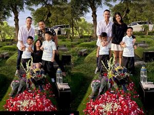 Momen Kompak Samuel Rizal dan Anggi Pratama Ziarahi Makam Stevie Agnecya