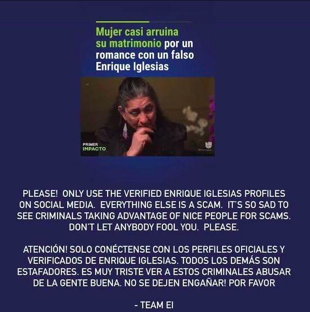 Korban Enrique Iglesias Palsu