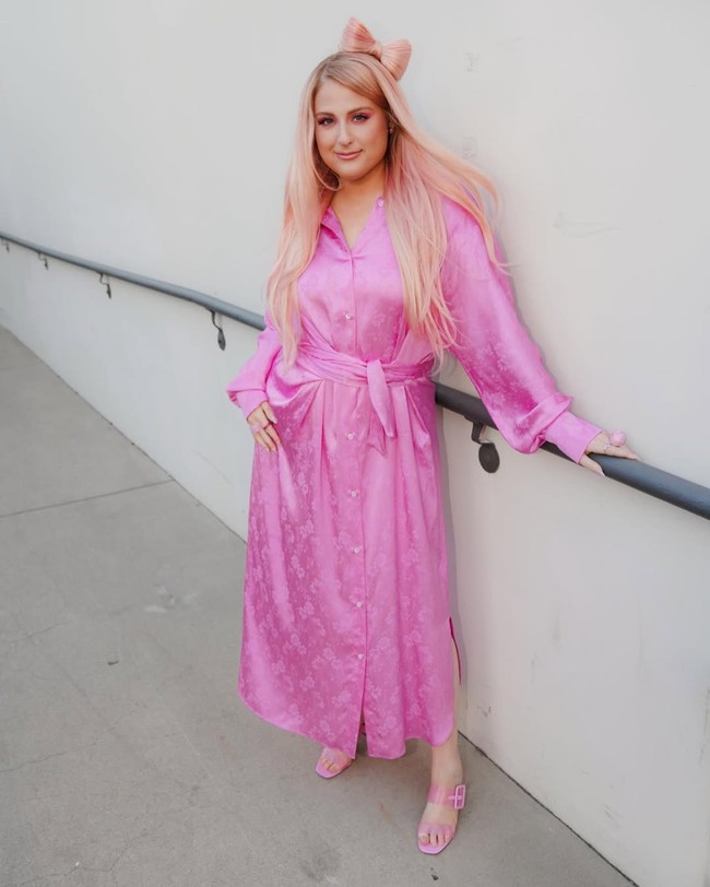 Meghan sebelumnya pernah terbuka soal perjalanannya menurunkan berat badan. Ibu dua anak ini mengungkapkan bahwa bobotnya turun sekitar 27 kg setelah mengalami masa-masa sulit pasca melahirkan anak pertamanya, Riley, dari pernikahannya dengan Daryl Sabara pada 2021. Foto: Instagram/@meghantrainor