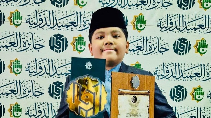 Muhammad Najmi Alvaro sewaktu juara 3 MTQ Internasional Al Ameed Iraq 2025.