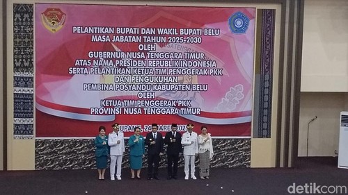 Suasana pelantikan Bupati dan Wakil Bupati Belu, di Aula El Tari Kupang, Senin (24/3/2025).