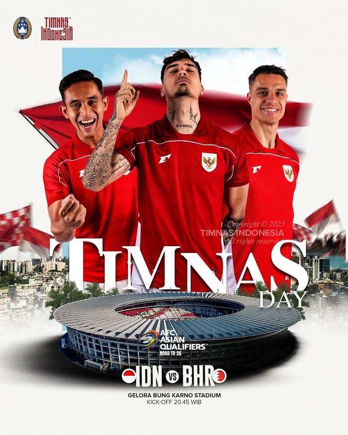 Timnas Indonesia Vs Bahrain di Kualifikasi Piala Dunia 2026 zona Asia.