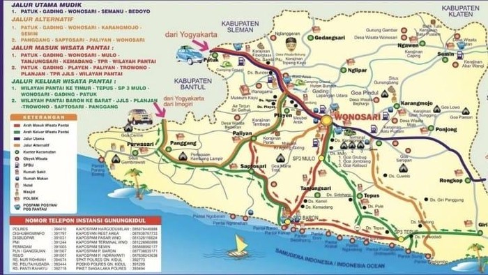 Jalur mudik dan jalur wisata saat libur Lebaran 2025 di Kabupaten Gunungkidul.