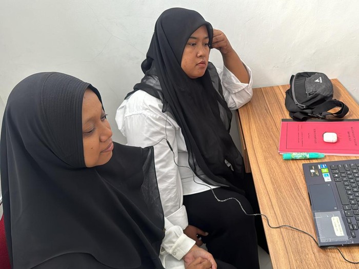Dua terdakwa kasus dugaan korupsi pengelolaan keuangan BLUD Puskesmas Kemusu, Kabupaten Boyolali mengikuti sidang pedana secara online, Rabu (26/3/2025).