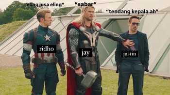 Meme Trio Tembok sebagai Avengers. Foto: X.com