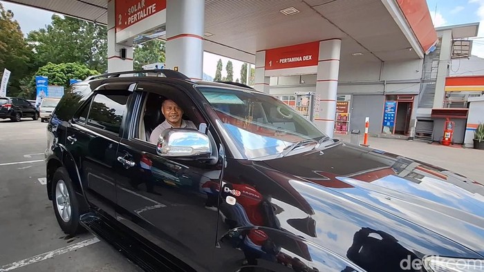 Pengendara roda empat, Asep Supriatna (54) mudik lebih dulu ke kamping halaman