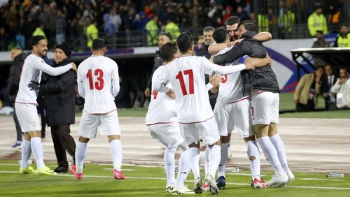 TEHRAN, IRAN - MARCH 25: Mehdi Taremi of Iran celebrates after scoring a goal during the 2026 FIFA World Cup Asian Qualifiers Group A game between Iran and Uzbekistan at Azadi Stadium on March 25, 2025 in Tehran, Iran. (Photo by Fatemeh Bahrami/Anadolu via Getty Images)
