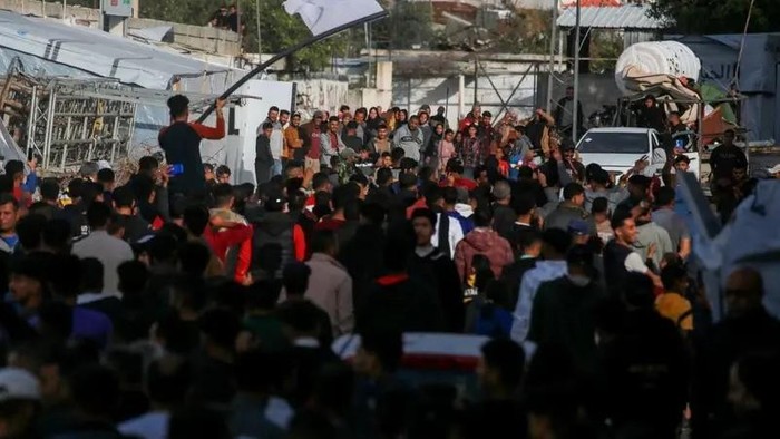 Palestinians attend a rally calling for an end to the war, in Beit Lahia, in the northern Gaza Strip, on March 25, 2025. (AFP)