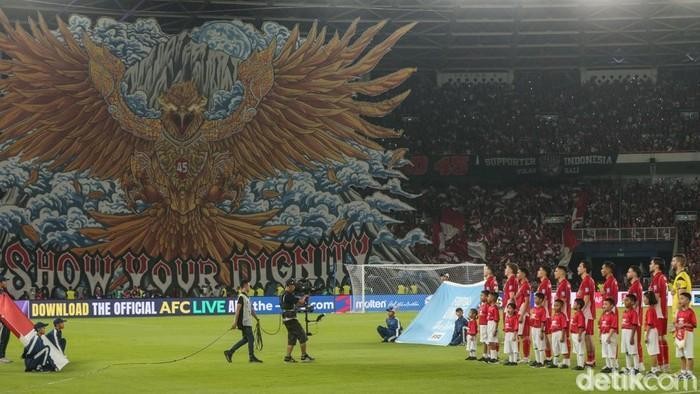 Koreo Garuda Raksasa saat laga Timnas Indonesia vs Bahrain