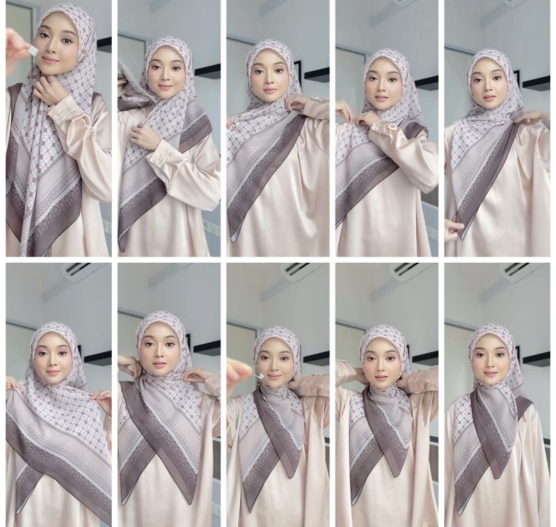 Tutorial hijab segi empat untuk Idul Fitri 2025