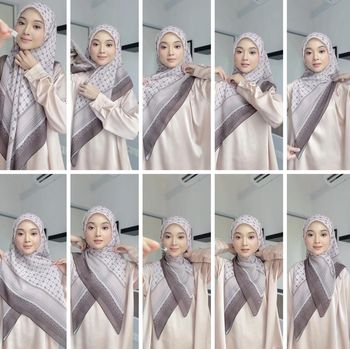 Tutorial hijab segi empat untuk Idul Fitri 2025