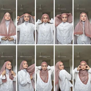 Tutorial hijab segiempat dua jarum pentul ala Melayu look