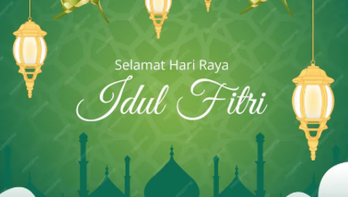 Ilustrasi ucapan Selamat Idulfitri berbagai bahasa.