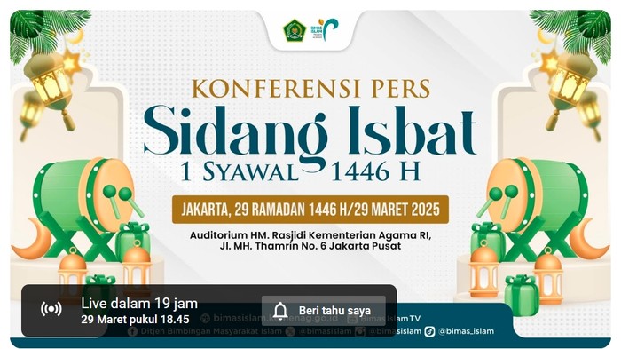 Live Streaming Sidang Isbat Idul Fitri 2025