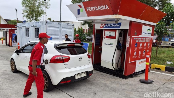 SPBU Modular yang berada di KM 20A, Lampung yang disediakan Pertamina saat arus mudik lebaran