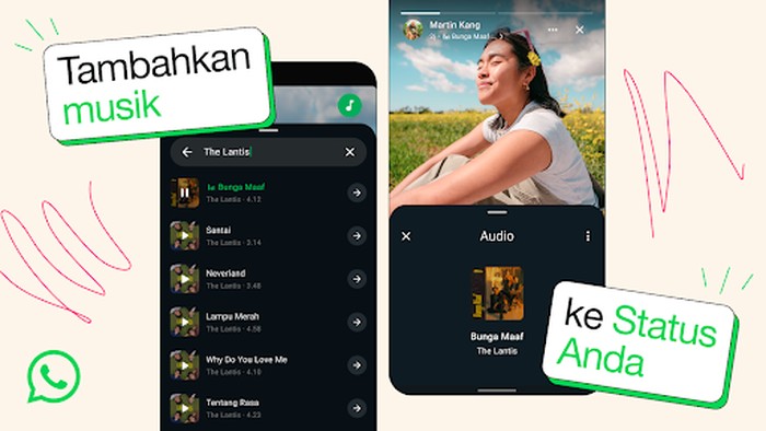Fitur tambahkan musik ke status WhatsApp