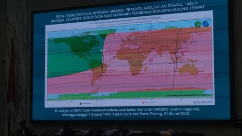 Pemaparan posisi hilal di Kemenag (Dwi/detikcom)