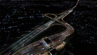 Foto udara Simpang Susun Cileunyi Jalan Tol Cileunyi-Sumedang-Dawuan di Kabupaten Bandung, Jawa Barat, Sabtu (29/3/2025). 