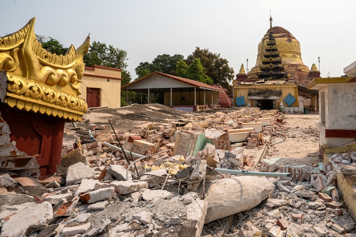 A view shows debris after a strong earthquake struck central Myanmar, in Mandalay, Myanmar, March 29, 2025. REUTERS/Stringer