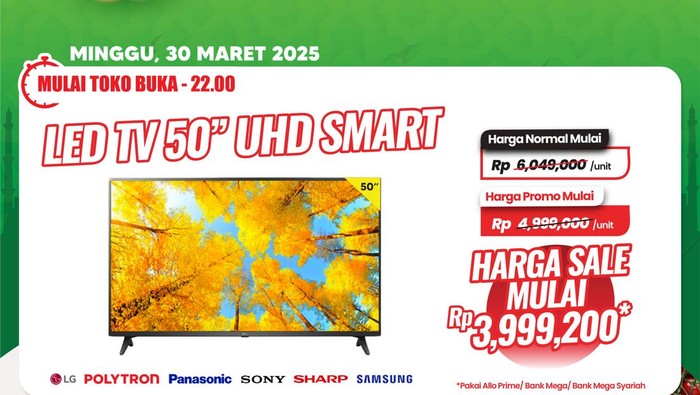 Diskon LED TV di Full Day Sale Transmart 30 Maret 2025