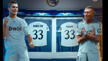 Mbappe baru saja mencetak dwigol yang bikin ia setara dengan yang dilakukan CR7 saat debut berseragam Real Madrid. Foto: Twitter/X