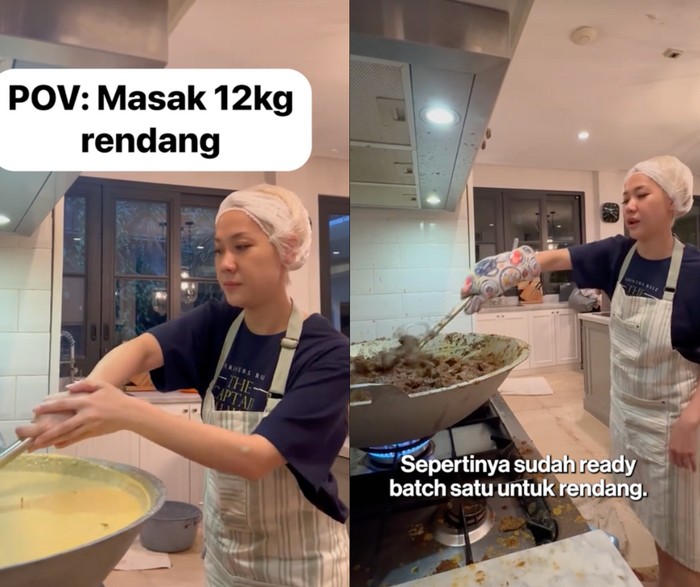 Sambut Hari Raya, BCL Masak Rendang Daging 12 Kg di Rumah