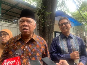 Basuki Hadimuljono-Sri Mulyani-Budi Sadikin Halalbihalal ke Rumah Megawati