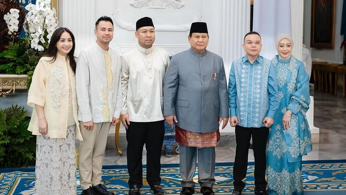 raffi ahmad, aaliyah massaid, thariq halilintar Gaya selebritas di hari Lebaran.