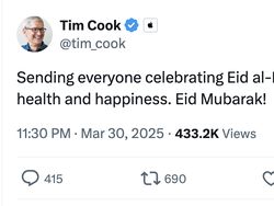 Cristiano Ronaldo Sampai Tim Cook Gemakan Eid Mubarak