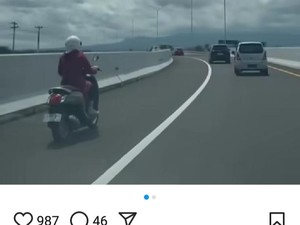 Viral Emak-emak Bermotor Nyelonong Masuk Tol Prambanan Klaten
