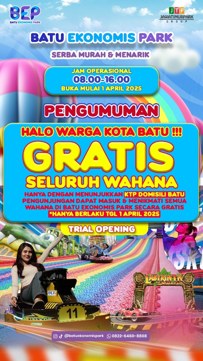 Warga Kota Batu Bisa Masuk Batu Ekonomis Park Gratis