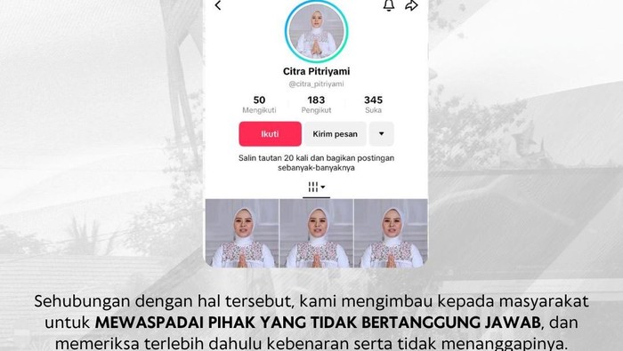 Akun TikTok palsu catut nama Bupati Pangandaran.