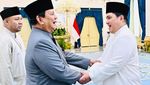 Gaya Para Menteri Ucapkan Selamat Lebaran ke Prabowo di Istana