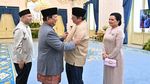 Gaya Para Menteri Ucapkan Selamat Lebaran ke Prabowo di Istana
