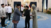 Menteri Koordinator Bidang Pemberdayaan Masyarakat, Muhaimin Iskandar (Cak Imin), menghadiri acara Halal Bihalal dengan Presiden Prabowo Subianto. Dok. Instagram/kemenkopmri