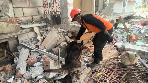 K9 Direktorat Polisi Satwa Korps Sabhara Baharkam Polri terjun dalam operasi kemanusiaan gempa bumi magnitudo 7,7 di Myanmar