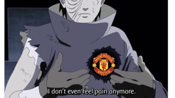Fans MU sudah terbiasa dan tidak merasakan sakit lagi walau tim kesayangannya kalah. Foto: X.com