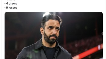 Rekor Ruben Amorim di Liga Inggris sejauh ini tidak mengesankan. Foto: X.com