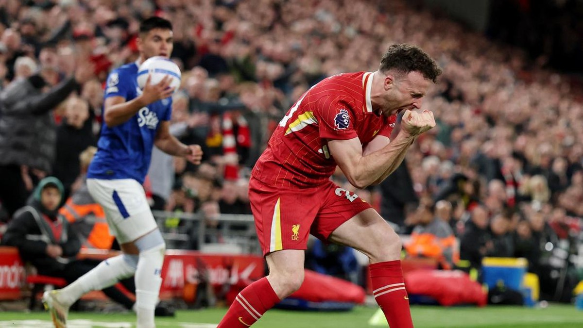 Penyerang Liverpoool Diogo Jota akhiri puasa gol sejak Januari (REUTERS/Phil Noble)