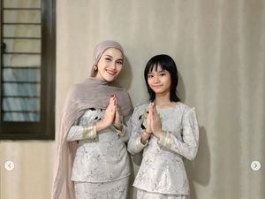 5 Foto Artis Pakai Baju Lebaran Melayu, Ayu Ting Ting Sarimbit dengan Anak