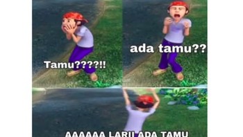 Tiap ada tamu langsung panik, apalagi kalau di rumah sendirian. Duh! Foto: Instagram @sekolahrelawan