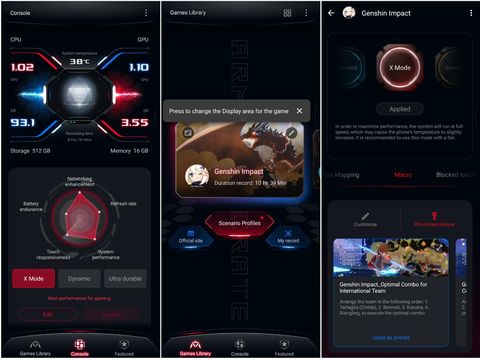 Tampilan aplikasi Armoury Crate di Asus ROG Phone 9 Pro
